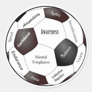 Adesivo Redondo Jogo de futebol inspirador, palavras dos esportes