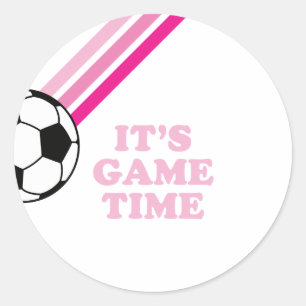 Adesivo Redondo Jogo de Futebol Listras Rosa Aniversário