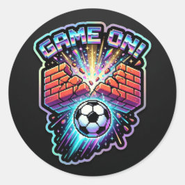 Adesivo Redondo Jogo de Futebol Retrô no Neon Splash - 2026 Jogos