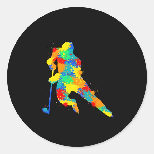 Adesivo Redondo Jogo de Hóquei em Gelo (Frente)