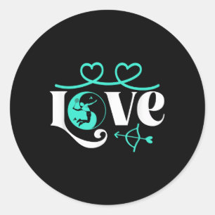 Adesivo Redondo Jogo de jogador de badminton Peteca Amor Yin-yang