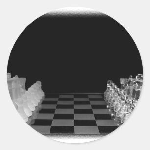 Adesivo Redondo Jogo de mesa de vidro assustador preto & branco da