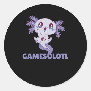 Adesivo Redondo Jogo De Palavra Engraçado Axolotl Para Gamers