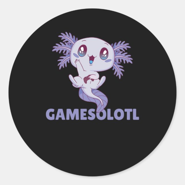 Adesivo Redondo Jogo De Palavra Engraçado Axolotl Para Gamers (Frente)