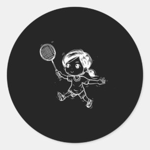 Adesivo Redondo Jogo de Peteca de Badminton Feminino