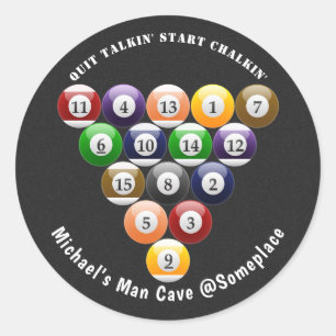 Adesivo Redondo Jogo de Piscina 8-Ball Rack Billiard Balls