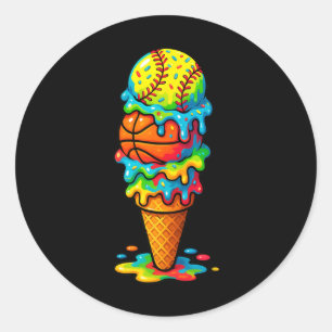 Adesivo Redondo Jogo de verão colorido de sorvete Softll Sketll