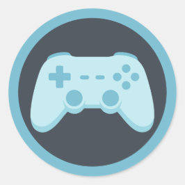 Adesivo Redondo Jogo de Vídeo Azul | Festa de Gamer | Controle de