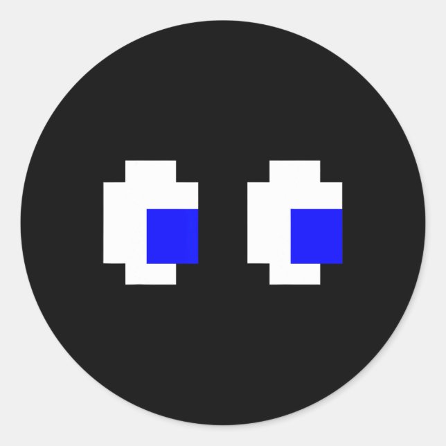 Adesivo Redondo Jogo de Vídeo com Arcade de Pixel de Olhos Fantasm (Frente)