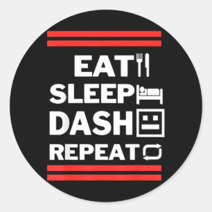 Adesivo Redondo Jogo de Vídeo Comer Dormir Dash Repetir
