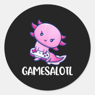 Adesivo Redondo Jogo de Vídeo de Jogada Axolotl Cute