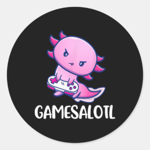 Adesivo Redondo Jogo de vídeo Gamesalotl Axolotl