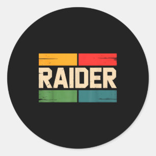 Adesivo Redondo Jogo de Vídeo Raider Vintage Retro Homens Mulheres
