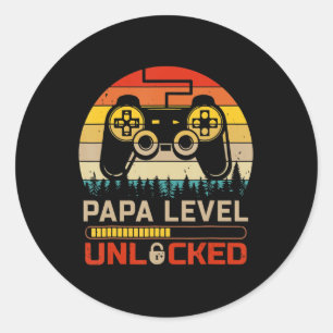 Adesivo Redondo Jogo de Vídeo Retro Vintage Gamer de Nível Papa De