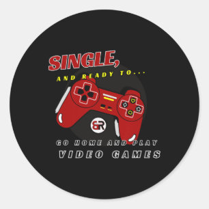 Adesivo Redondo Jogo de Vídeo Solo e Pronto Para...