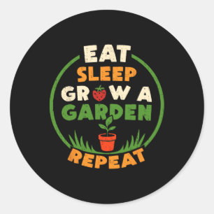 Adesivo Redondo Jogo Divertido Comer Dormir Cultivar Um Jardim Rep