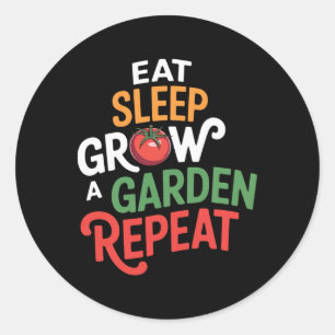 Adesivo Redondo Jogo Divertido Comer Dormir Cultivar Um Jardim Rep