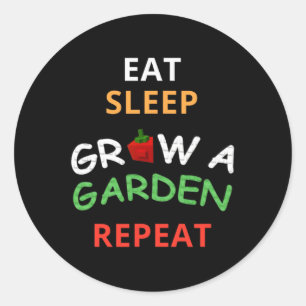 Adesivo Redondo Jogo Divertido Comer Dormir Cultivar Um Jardim Rep