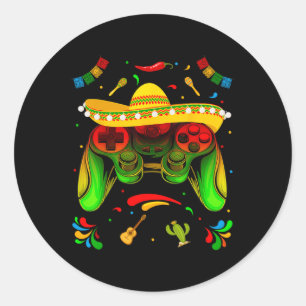 Adesivo Redondo Jogo Engraçado Cinco de Mayo Meninos Crianças Vamo