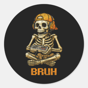 Adesivo Redondo Jogo Engraçado Skeleton Jovens Jovens Jovens Jogos