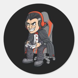 Adesivo Redondo Jogo Halloween Vampiro Assustador Garotos Jovens