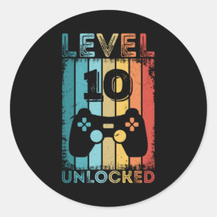 Adesivo Redondo Jogo Nível 10 Desbloqueado 10º Aniversário Gamer G