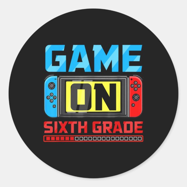 Adesivo Redondo Jogo No Sexto Jogo De Volta À Escola No Primeiro D (Frente)