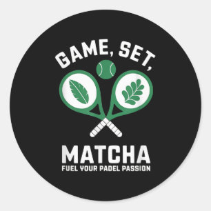 Adesivo Redondo Jogo, Set, Matcha Design - Entusiasta do Padel Mot