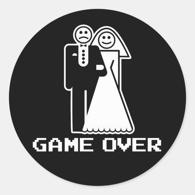 Adesivo Redondo Jogo Sobre Casamento Jogo Sobre Camiseta engraçada (Frente)