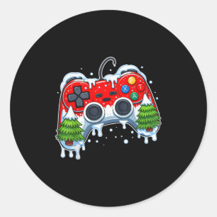 Adesivo Redondo Jogo Vídeo Jogos de Natal Jogadores Xmas Homens Ra