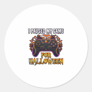Adesivo Redondo JogoPausado Halloween Controles Morcegos Fantasmas