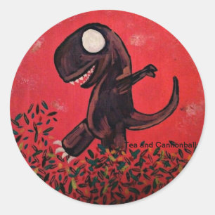 Adesivo Redondo Jogos de T-Rex nas folhas