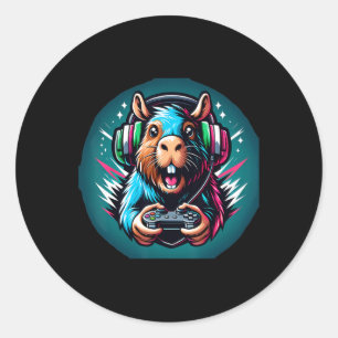 Adesivo Redondo Jogos de vídeo Capybara