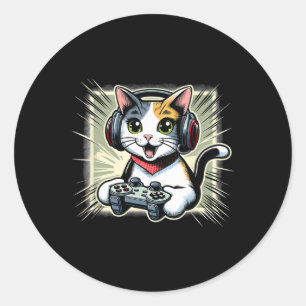 Adesivo Redondo Jogos de vídeo com bobtail em japonês