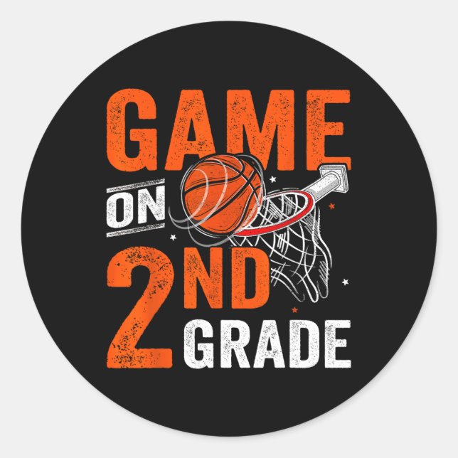 Adesivo Redondo Jogos Divertidos No Segundo Ano De Basquete No Pri (Frente)