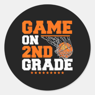 Adesivo Redondo Jogos Divertidos No Segundo Ano De Basquete No Pri