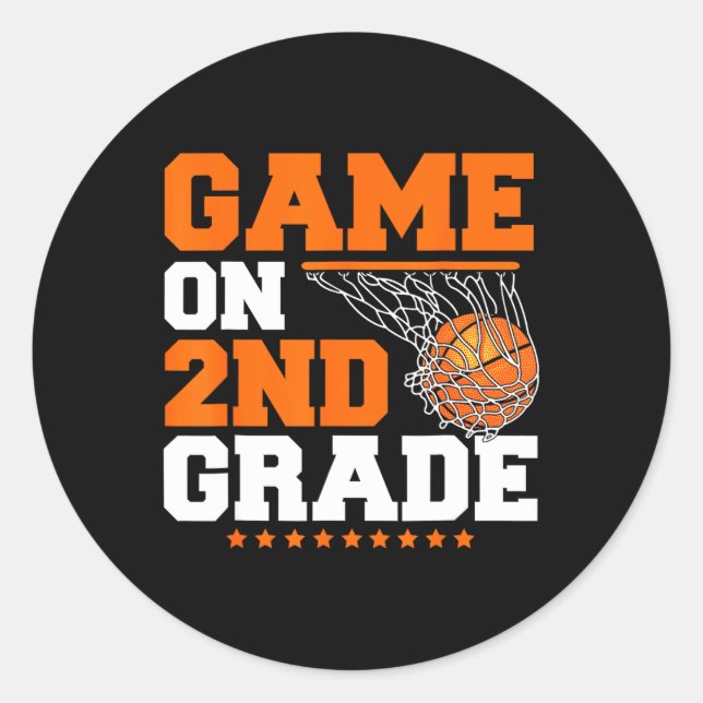 Adesivo Redondo Jogos Divertidos No Segundo Ano De Basquete No Pri (Frente)