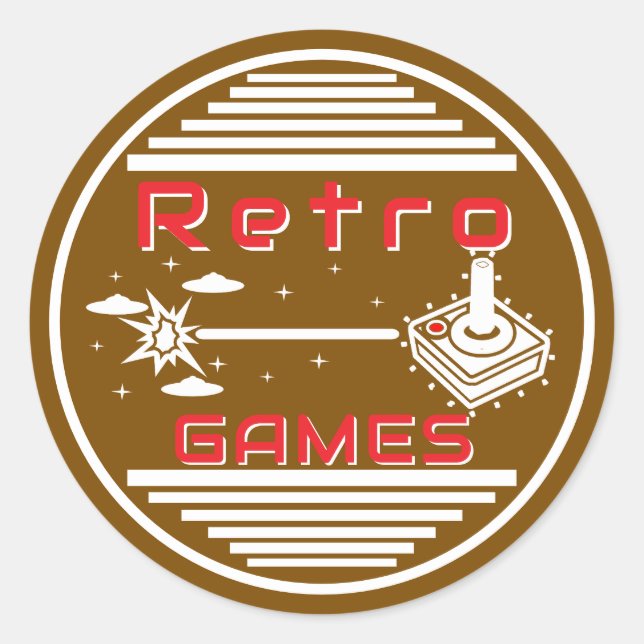Adesivo Redondo Jogos Retrô (Frente)