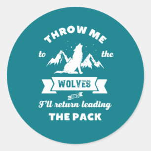 Adesivo Redondo Jogue-Me À Citação Do Líder Inspiracional Lobo