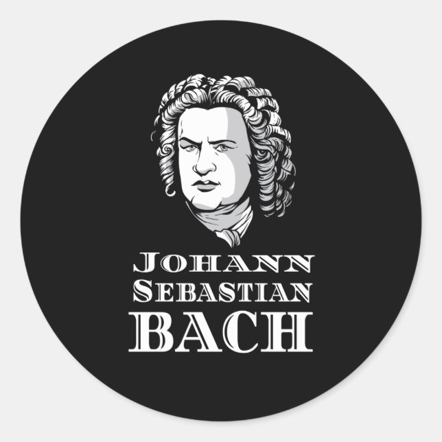 Adesivo Redondo Johann Sebastian Bach Portrait (Frente)