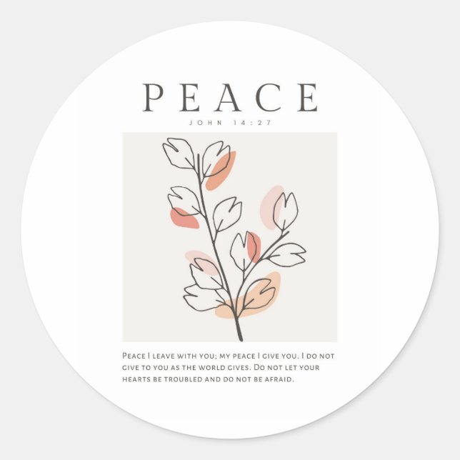 Adesivo Redondo John 14:27 Paz Eu saio com você (Frente)