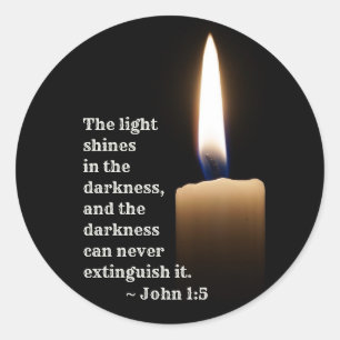 Adesivo Redondo John 1:5 A luz brilha na escuridão