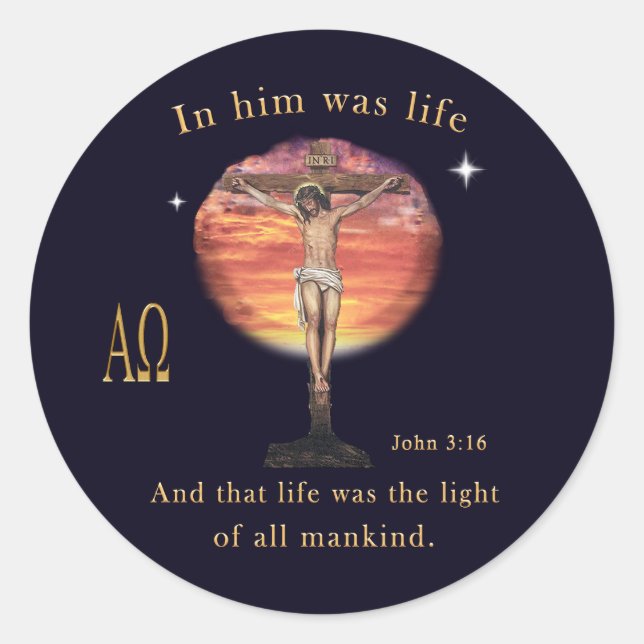 Adesivo Redondo John 3:16 (Frente)