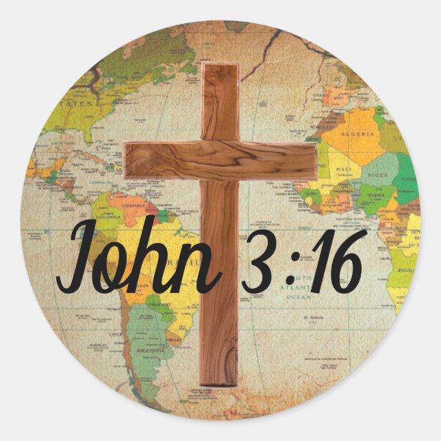 Adesivo Redondo John 3:16 (Frente)