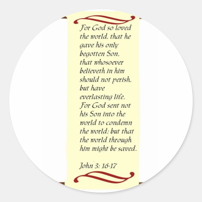 Adesivo Redondo John 3:16- 17adesivos (Frente)