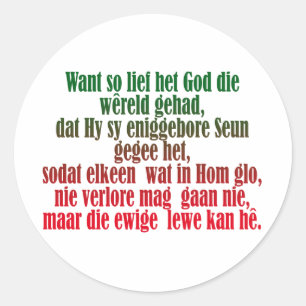 Adesivo Redondo John 3:16 Afrikaans