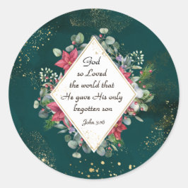 Adesivo Redondo John.3:16 Deus tão Amado do Mundo, Natal