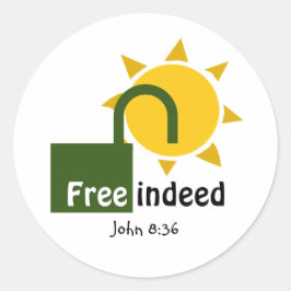 Adesivo Redondo John 8:36 GRATUITAMENTE cristão verde personalizáv