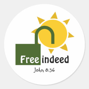Adesivo Redondo John 8:36 GRATUITAMENTE cristão verde personalizáv