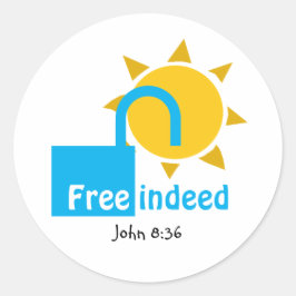 Adesivo Redondo John 8:36 GRATUITO, NA VERDADE, cristão CINCO pers